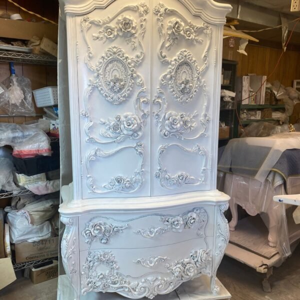 Armoire master bedroom wood roses clothing wardrobe