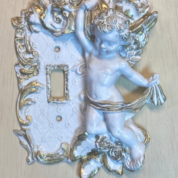 Cherub roses metal light for 1 switch rocker plate cover